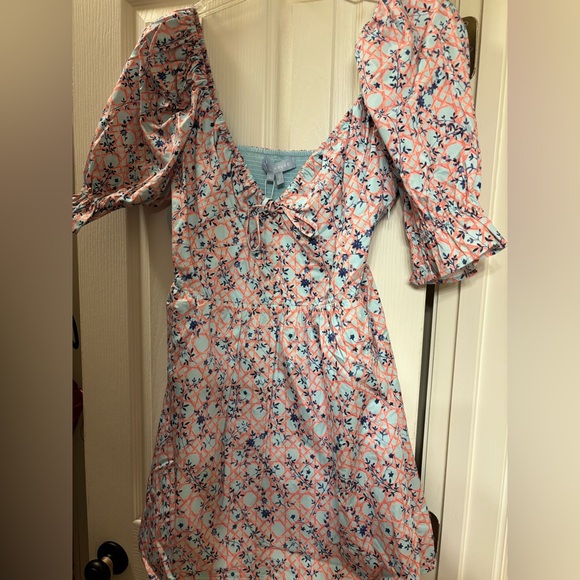 Hill House Floral Mini Dress - Blue and Pink - Picture 2 of 7